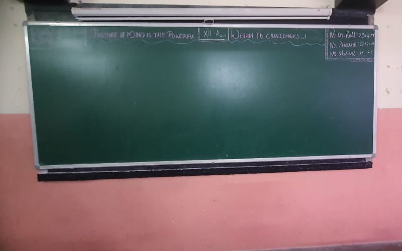 Green chalkboard installation in girls school Erode
